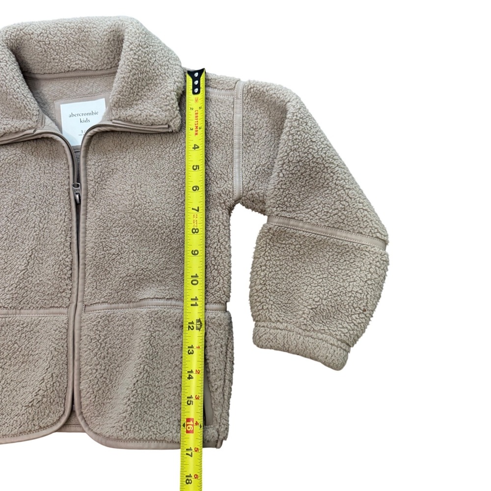 Abercrombie Kids Tan Faux Shearling Teddy Zip Up Jacket Size 5/6 Beige Fleece - Picture 5 of 5